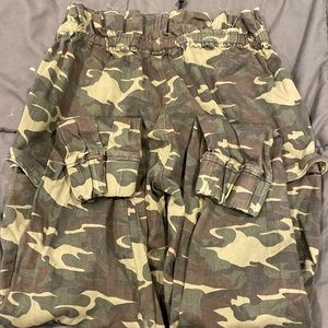 Camo cargo pants with adjustable waist